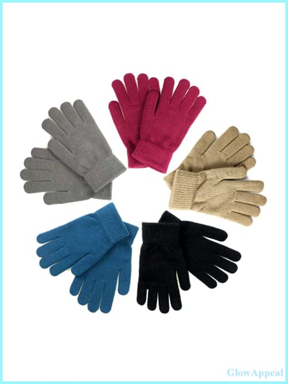 5 Pairs Stretchy Knit Acrylic Winter Gloves for Men Women Running Hiking